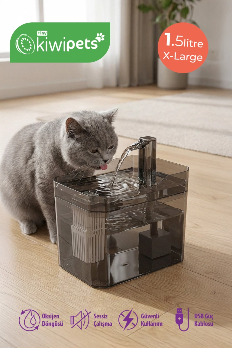 1.5L Automatic Pet Water Fountain with Filtration and Silent Pump