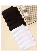 10-Pair Value Pack Unisex Low Cut Athletic Sneakers Socks - Black-White Photograph-1