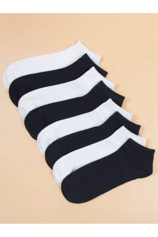 10-Pair Value Pack Unisex Low Cut Athletic Sneakers Socks - Black-White