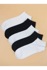10-Pair Value Pack Unisex Low Cut Athletic Sneakers Socks - Black-White Photograph-6