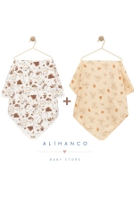 100% Cotton 2-Pack Baby Blanket Set 90x90 cm Beige Photograph-2