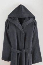 Unisex Badjas met Capuchon Antraciet 100% Katoen - Zacht, Sneldrogend & Duurzaam Foto-2