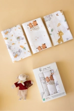 100% Cotton Certified 3-Pack Multipurpose Muslin Swaddle Blanket Set 80x80 cm White Photograph-1