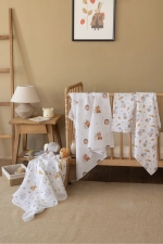 100% Cotton Certified 3-Pack Multipurpose Muslin Swaddle Blanket Set 80x80 cm White Photograph-2