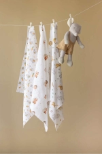 100% Cotton Certified 3-Pack Multipurpose Muslin Swaddle Blanket Set 80x80 cm White Photograph-3