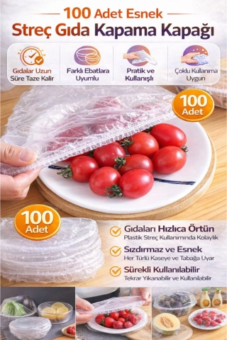 100-Piece Elastic Food Storage Covers - Reusable Bowl and Pot Covers for Freshness