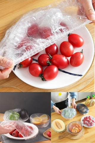 100-Piece Elastic Food Storage Covers - Reusable Bowl and Pot Covers for Freshness