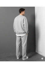 2-Pack Seasonal Men's Baggy Wide-Leg Sweatpants - Black & Gray Plus Size Photograph-6