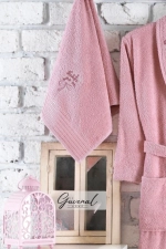 2-Piece Pink Embroidered Bathrobe Set - Bridal Dowry Collection Photograph-2
