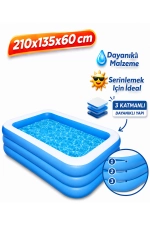 Piscine Gonflable Rectangulaire Grande Taille 210x135x60 cm - Piscine Familiale pour Enfants Photographie-1