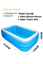 Piscine Gonflable Rectangulaire Grande Taille 210x135x60 cm - Piscine Familiale pour Enfants Photographie-2