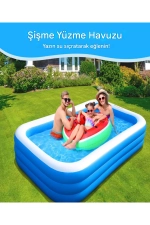 Piscine Gonflable Rectangulaire Grande Taille 210x135x60 cm - Piscine Familiale pour Enfants Photographie-5