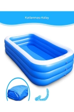 Piscine Gonflable Rectangulaire Grande Taille 210x135x60 cm - Piscine Familiale pour Enfants Photographie-6