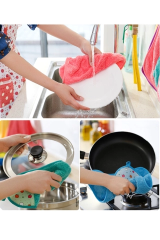 3-Piece Coral Fleece Hand and Face Towel Set - Fast Drying Soft Absorbent Hanging Towel Multi-Color