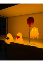 3-Delige LED Spookjes Beeldjes Set - Lezend, met Hart & Ballon Decoratieve Tafellamp