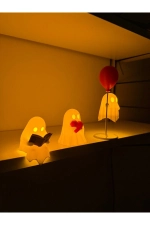 3-Delige LED Spookjes Beeldjes Set - Lezend, met Hart & Ballon Decoratieve Tafellamp Foto-2