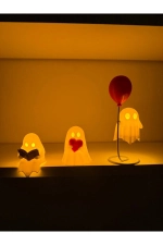 3-Delige LED Spookjes Beeldjes Set - Lezend, met Hart & Ballon Decoratieve Tafellamp Foto-3