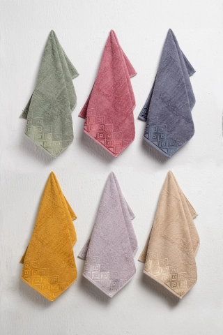 6-Piece 100% Cotton Hand and Face Towel Set - 30x50 cm Luxury, Soft, Absorbent Kitchen and Bathroom Towels