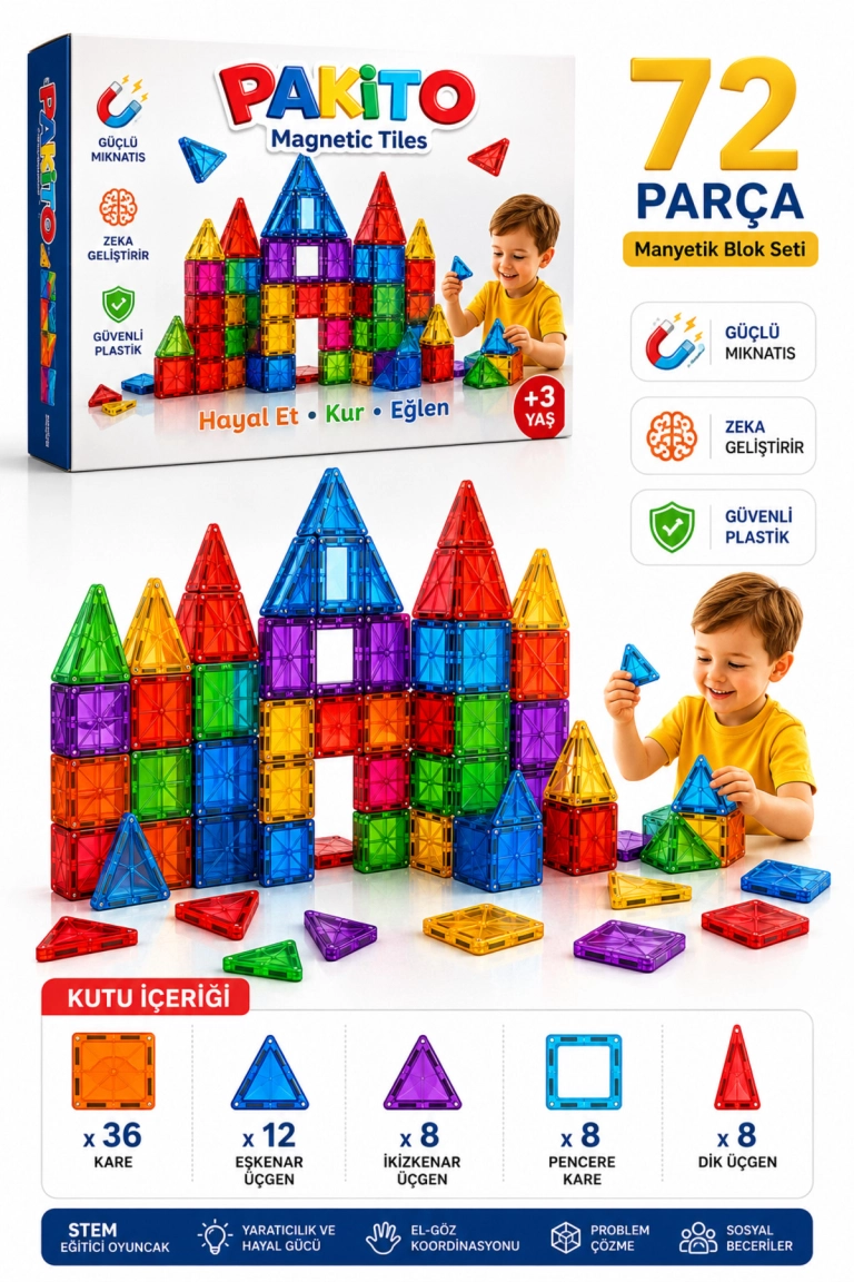 72-Piece Original Magnetic Building Blocks Educational Magnetic Toy Set