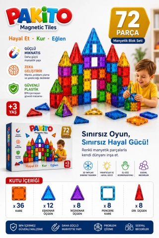 72-Piece Original Magnetic Building Blocks Educational Magnetic Toy Set