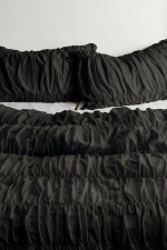Black Ruffled Double Cotton Duvet Cover Set Photograph-3