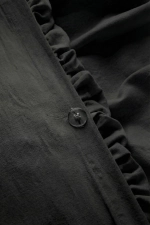 Black Ruffled Double Cotton Duvet Cover Set Photograph-4