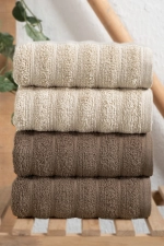 Bubble 4-Piece 100% Cotton Towel Set - Premium Hand, Face, and Head Towels (Highly Absorbent 50x90 cm - Brown) Photograph-3