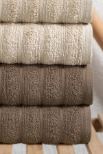 Bubble 4-Piece 100% Cotton Towel Set - Premium Hand, Face, and Head Towels (Highly Absorbent 50x90 cm - Brown) Photograph-4