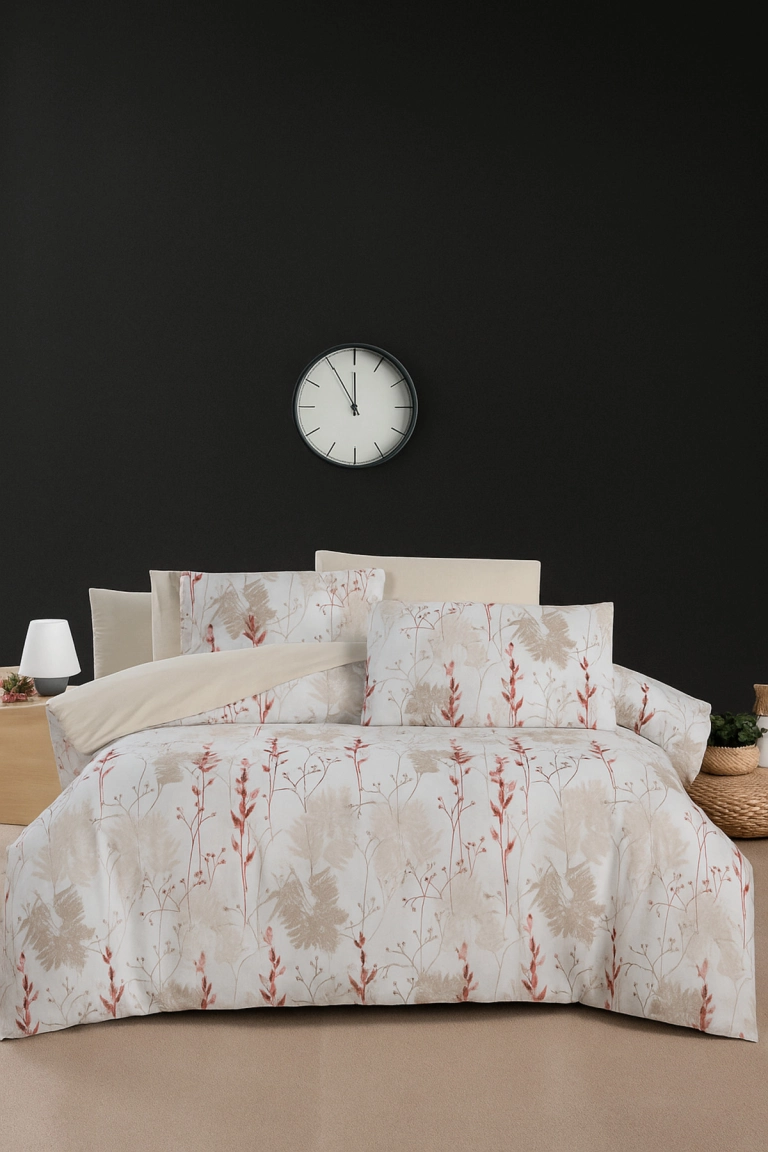 Cherry Pattern Double Duvet Cover Set with Fitted Sheet
