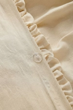 Cloud White Ruffled Double Cotton Duvet Cover Set Photograph-3