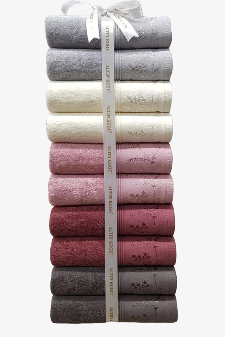 Ditsy 10-Piece Towel Set - Luxury Soft and Absorbent Multi-Colored Hand and Face Towels (Anthracite, Damson, Pink, Cream, Grey)