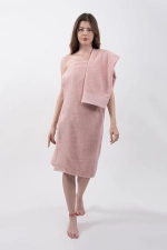 Duru 2-Piece Luxury Bath Towel Set - Powder Pink Soft Cotton Trousseau Towel Pack Photograph-3
