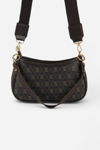 Farme Monogram Bruine Crossbody Tas
