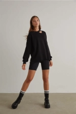 High Waisted Tummy Control Shaping Matte Black Biker Shorts Leggings Photograph-3