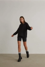 High Waisted Tummy Control Shaping Matte Black Biker Shorts Leggings Photograph-4