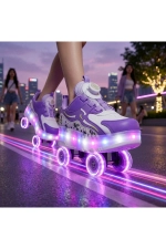 LED Light Up Roller Shoes - Detachable Wheeled Sneakers for Kids and Teens Photograph-1