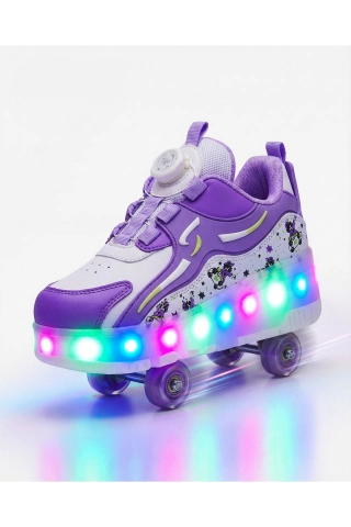 LED Light Up Roller Shoes - Detachable Wheeled Sneakers for Kids and Teens
