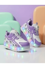 LED Light Up Roller Shoes - Detachable Wheeled Sneakers for Kids and Teens Photograph-3