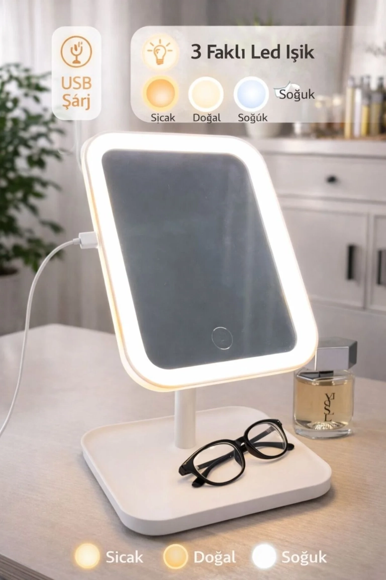 LED Lighted Makeup Mirror – Portable Cosmetic Mirror with 3 Light Modes and USB Rechargeable
