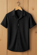 Men's Black Casual Oversized Shirt Photograph-1