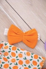 Orange Mandarin Patterned Baby Girl Outfit Set Photograph-4