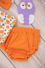 Orange Mandarin Patterned Baby Girl Outfit Set Photograph-5