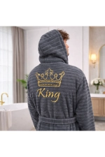 Oversized Cotton Hooded Bathrobe – Premium King Embroidered Luxury Adult Robe Photograph-4