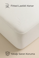 Premium Bamboe Waterdichte Matrasbeschermer Fitted - Ultra Stille Ademende Matrashoes (Wit) Foto-3