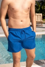 Quick Dry Indigo Blue Men's Swim Shorts with Pockets - Beach & Pool Swimwear Photograph-1