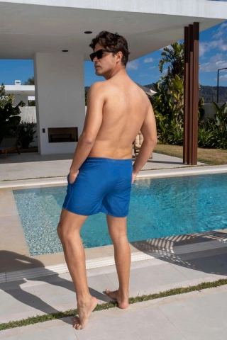 Quick Dry Indigo Blue Men's Swim Shorts with Pockets - Beach & Pool Swimwear