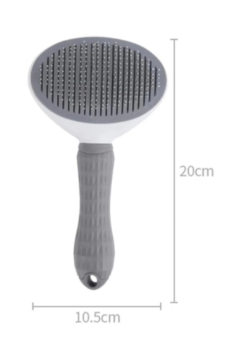 Self-Cleaning Pet Grooming Brush for Cats and Dogs with Release Button Grey