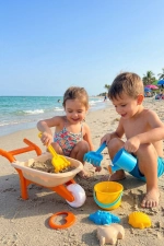 Toys Multicolored Toy Wheelbarrow and Beach Sand Bucket Playset with Accessories Photograph-3