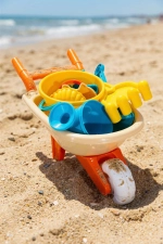 Toys Multicolored Toy Wheelbarrow and Beach Sand Bucket Playset with Accessories Photograph-5