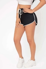 Women's 2-Pack Gray and Black Mini Sports Shorts with White Piping Photograph-2